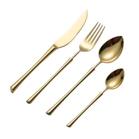 gold tableware set stainless steel knife forks spoon set dinnerware luxury table cutlery kitchen flatware set zero waste gift