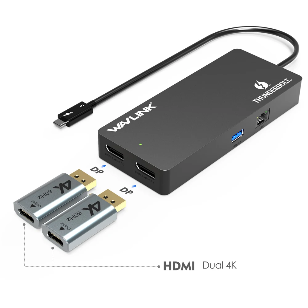 Wavlink Thunderbolt 3 USB C док-станция двойной 4K @ 60Hz дисплей 5K с Адаптер DP к HDMI Gigabit RJ45 0 Intel
