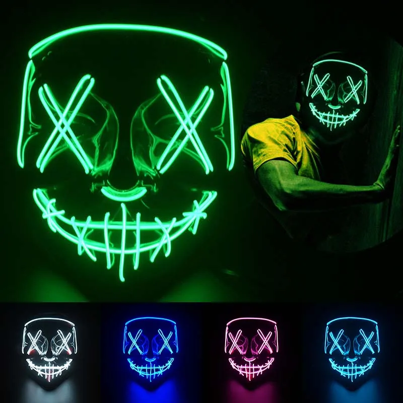Маска для маскарада на Хэллоуин светодиодная маска вечерние маскарадные маски