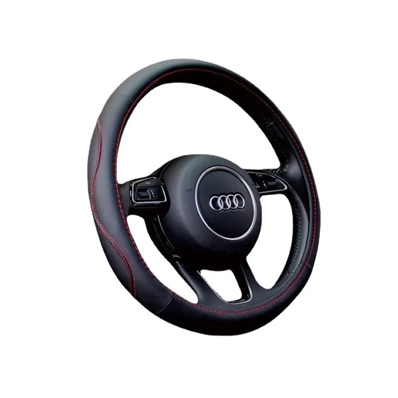 

Four-season universal car steering wheel cover leather breathable leather handle set three-dimensional non-slip interior decorat