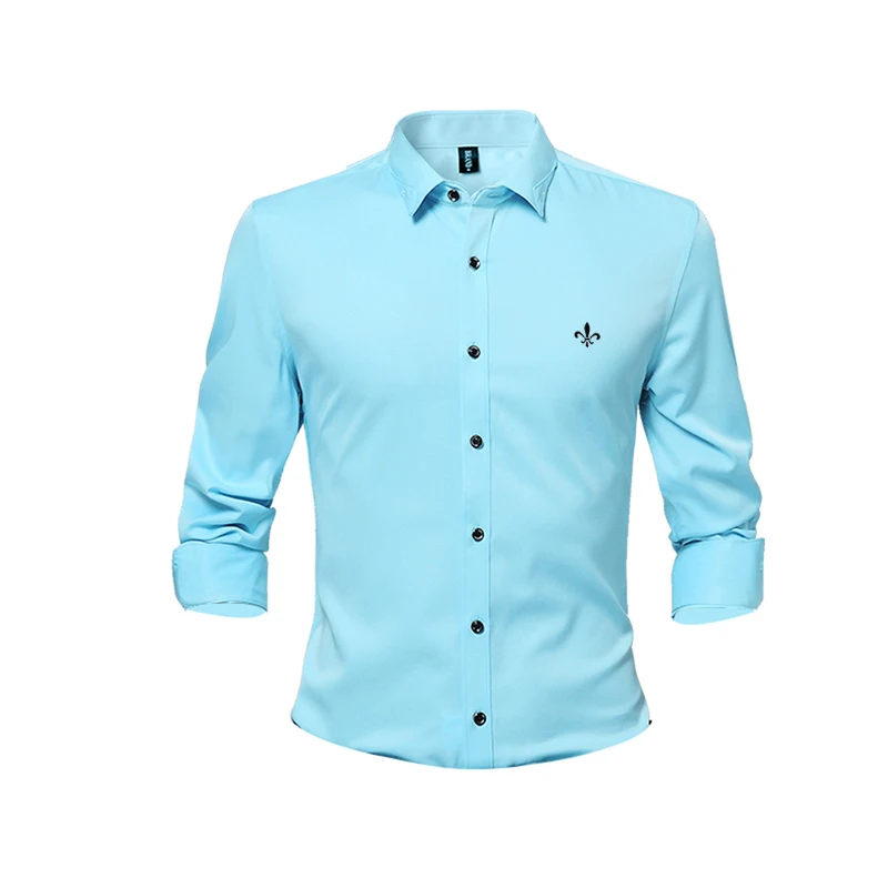 Против морщин и нежелезной моды Blusa Camisa Social Masculina Dudalina с длинным рукавом Slim Fit рубашка мужская Цветочная одежда белая мужская