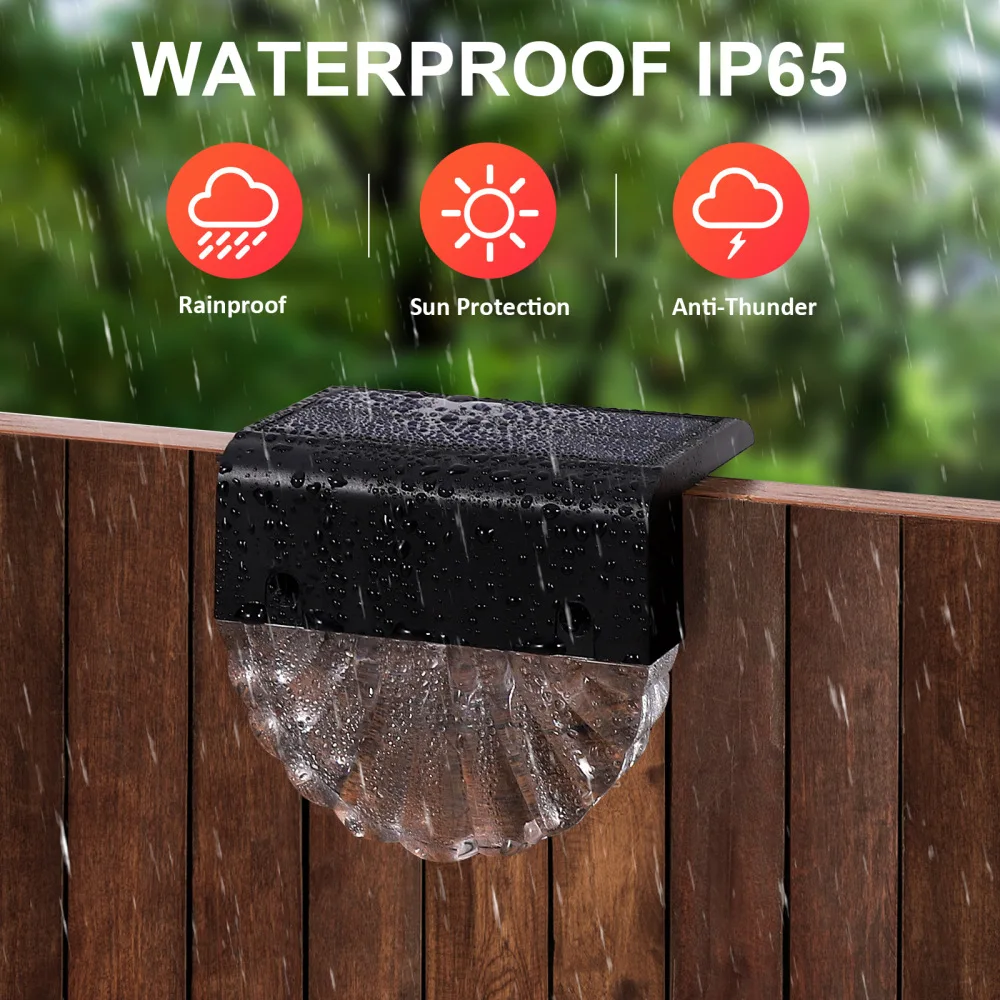 

OSALADI 4pcs Solar Outdoor Light LED Light Garden Backyard Stair Step Lamp IP65 Waterproof Color Changing Warm White Light