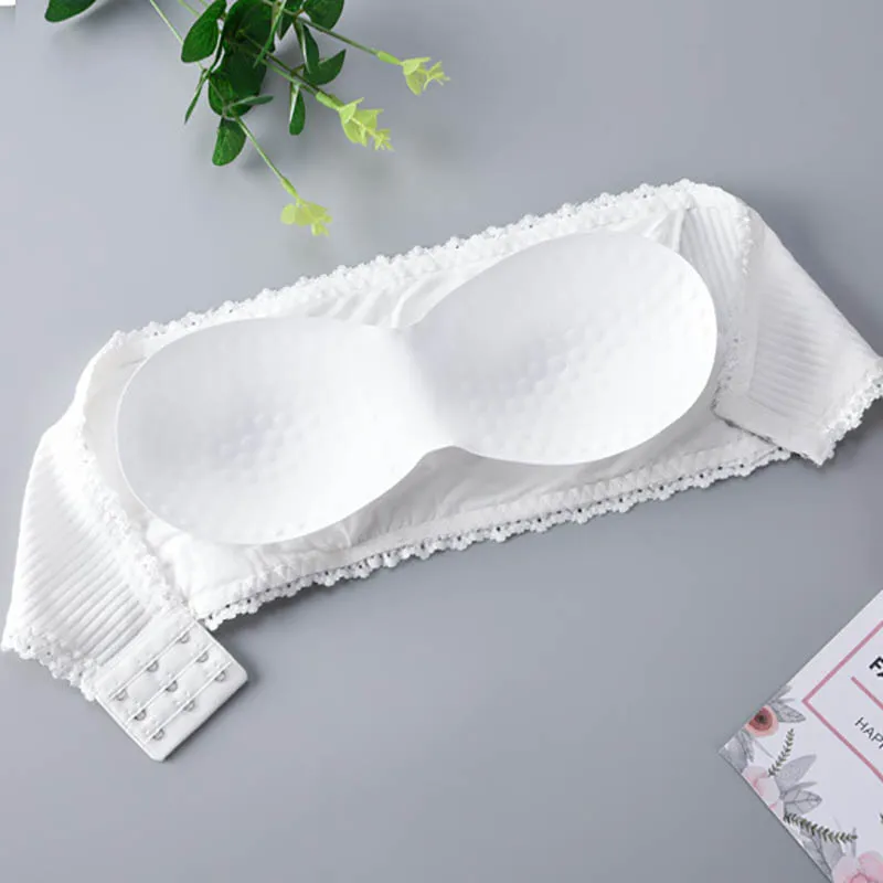 

Seamless Strapless Cotton Tube Top Underwear White Black Color Vertical Striped Padded Invisible Bras Lingerie Women Wrap Chest