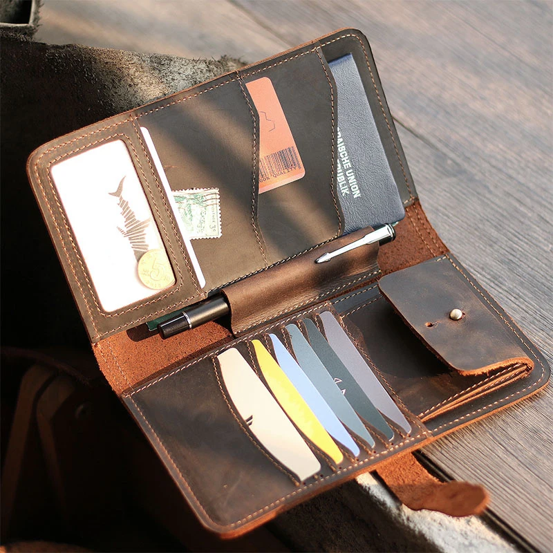 Кошелек для паспорта из натуральной кожи дорожный держатель документов