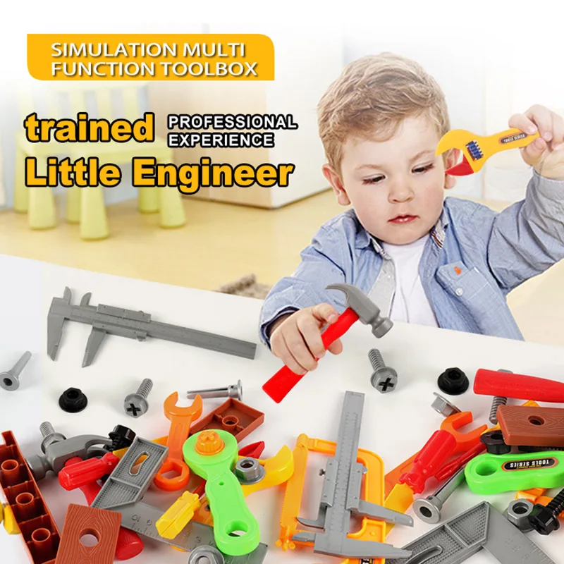 

32/37Pcs Kids Tools DIY Kit Simulation Play House Toy Toolbox Electric Drill Helmet Set Maintenance Tool Toys Boys Gift