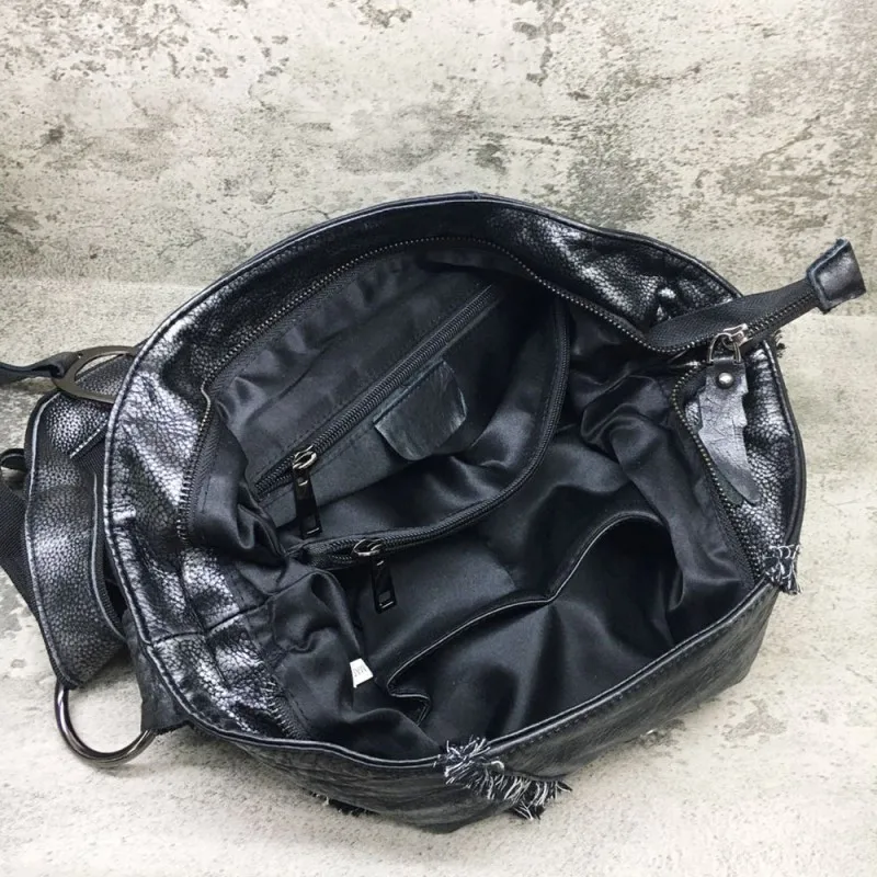 

Retro Ladies Tassels Bucket Bag Patchwork Cowhide Genuine Leather Sling Shoulder Bags New Womens Casual Bohemian Crossbody Bag
