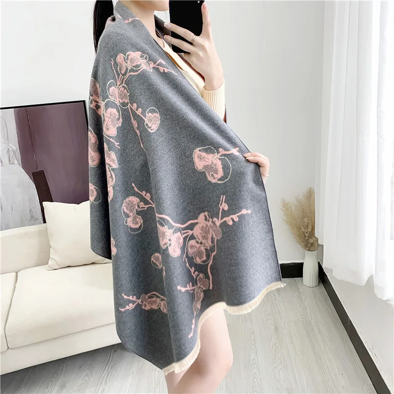 

Новый шарф в этническом стиле, женские кашемировые шарфы из пашмины, сезон осень-зима, плотное одеяло, шаль, универсальные дорожные шарфы с ц...