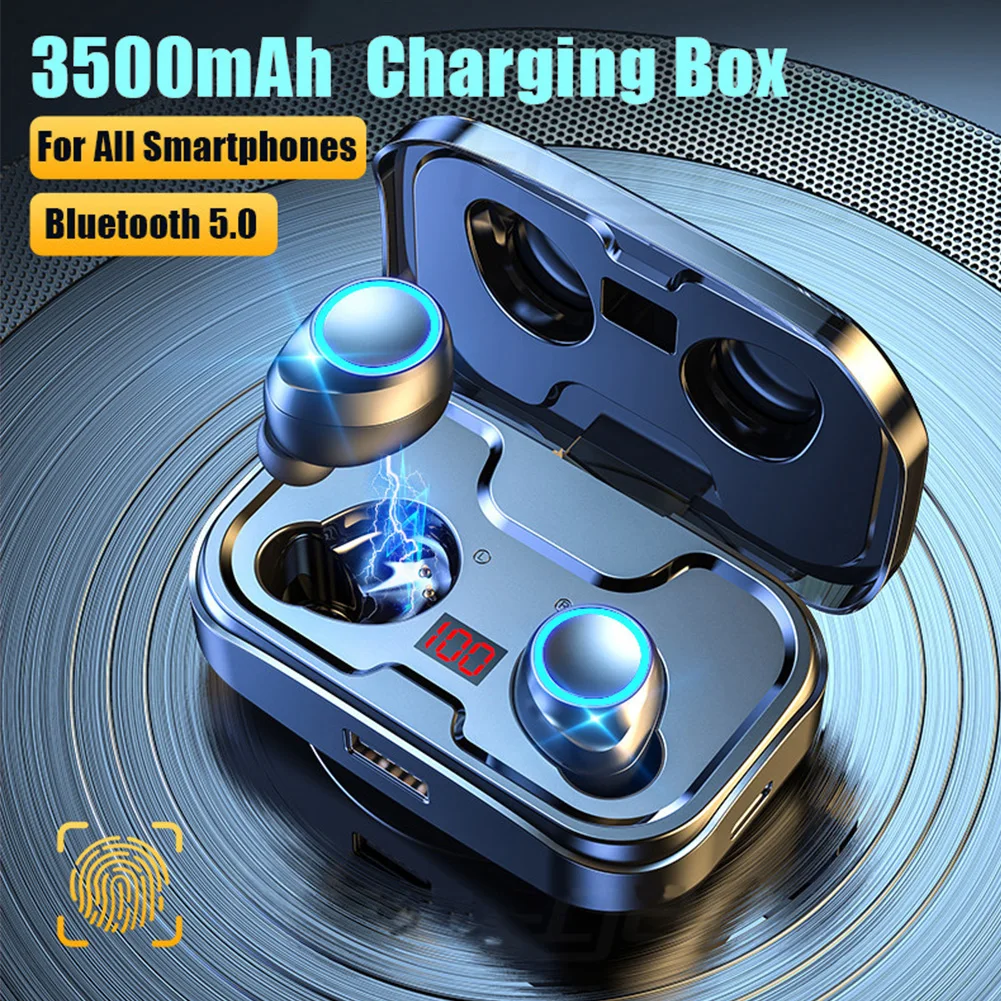 

Wireless Bluetooth 5.0 Earphones Touch Control HD Stereo Headphones Sport Waterproof Headset Earbuds With 3500mAh Charge Case