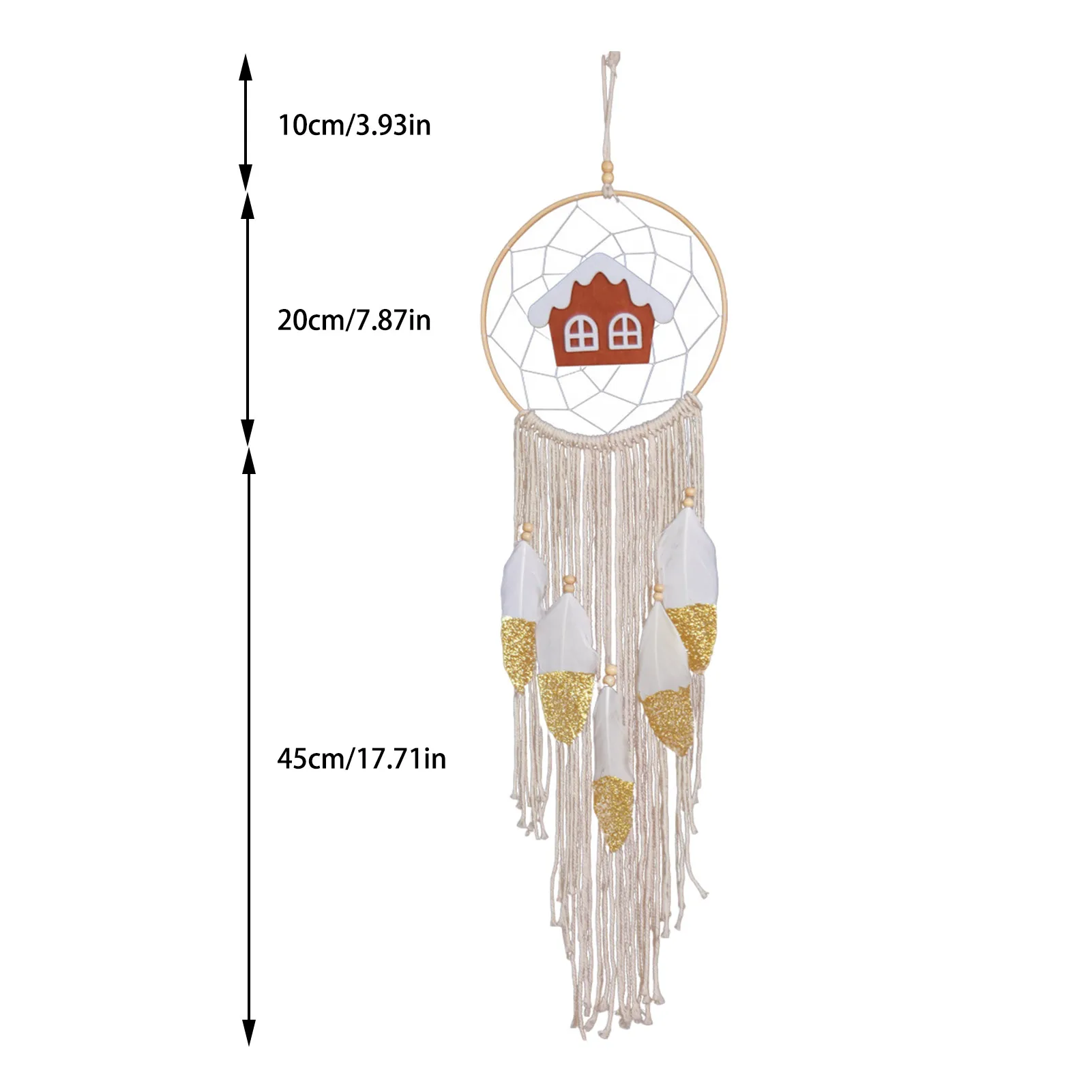 

Christmas House Dream Catcher Wall Handmade Feathers Pendant Vintage Hang Ornaments With Tassel Feather Dream Catcher