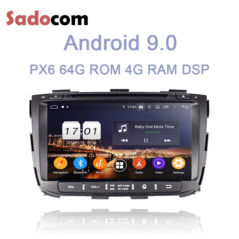 PX6 " ips DSP 2 din Android 9,0 Восьмиядерный 4 Гб ОЗУ 64 Гб Bluetooth 4,2 gps автомобильный dvd-плеер RDS авторадио для kia SORENTO 2013