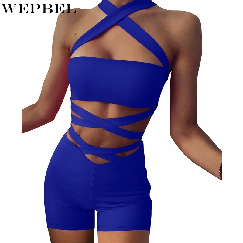 

Женский облегающий однотонный костюм WEPBEL, летние прямые шорты на бретельках + бретельки на бретельках с открытой спиной