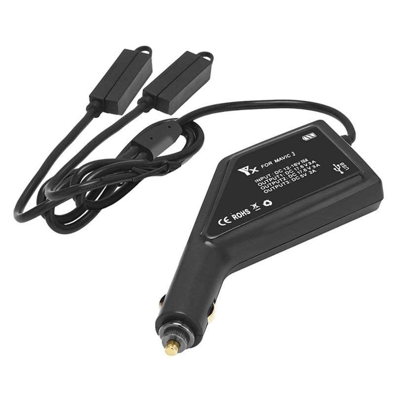 

594A 3 in 1 Car Charger Kit Dual Battery USB Charging Hub with Intelligent Chip Protection for dji Mavic 3 Remote Control &