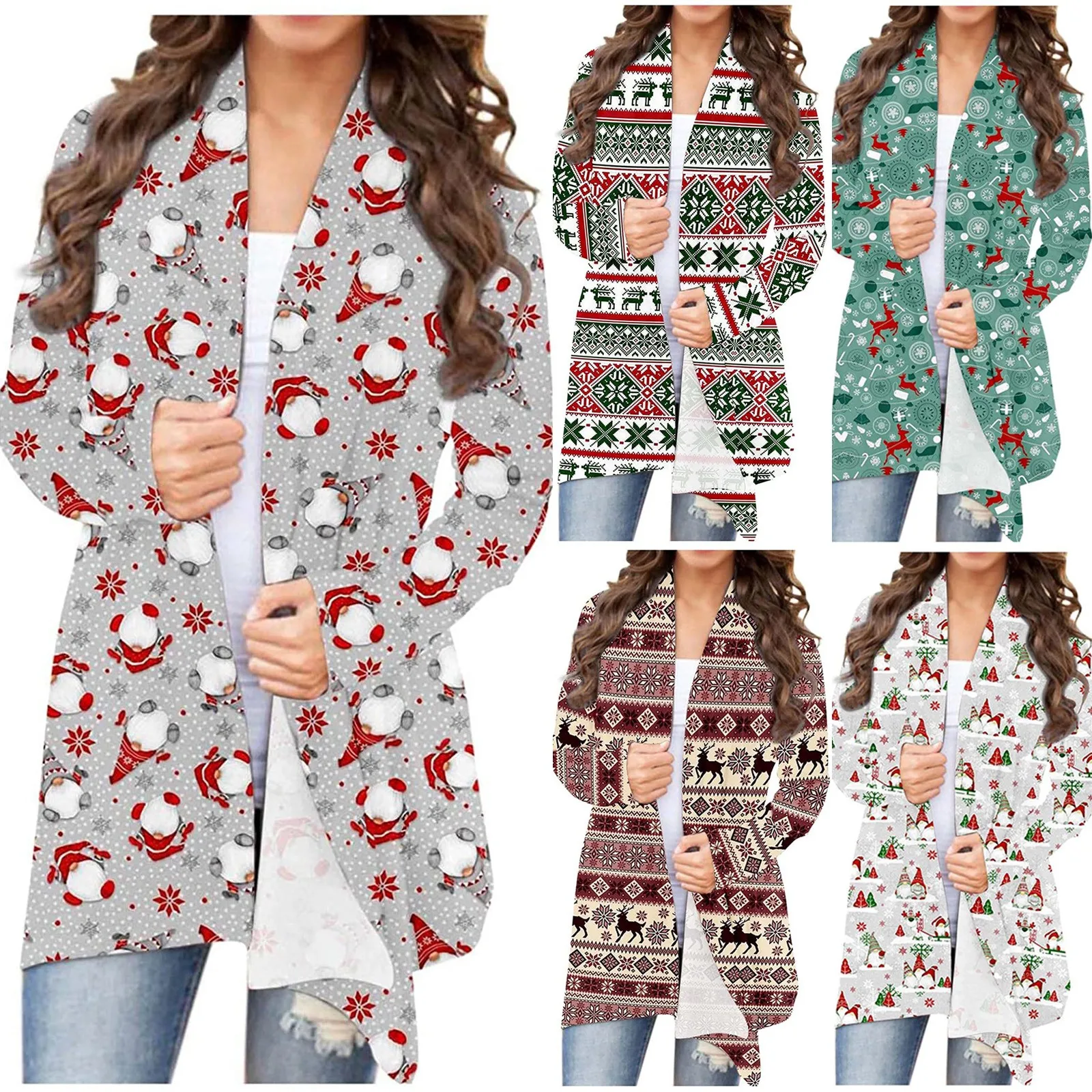 

Женский Рождественский Кардиган с длинным рукавом, теплый рождественский кардиган из хлопка, модная трендовая одежда на осень и зиму