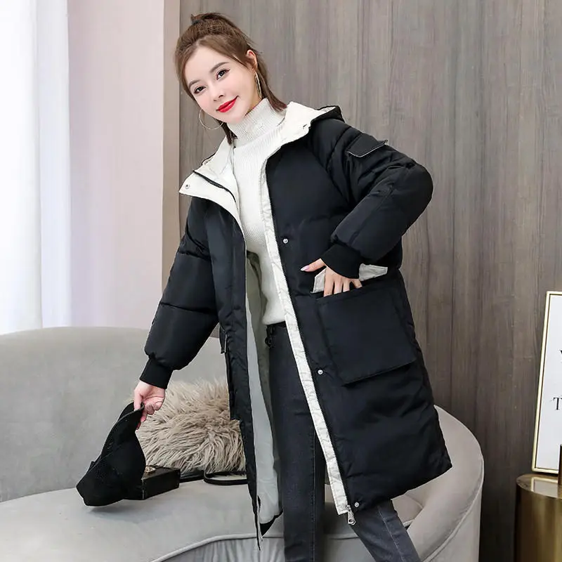 

Winter Jacket Women Coat Parkas Warm Thicken Down Cotton Jacket Outerwear Loose Winter Coat Women Padded Long Jacket Coat Q2870