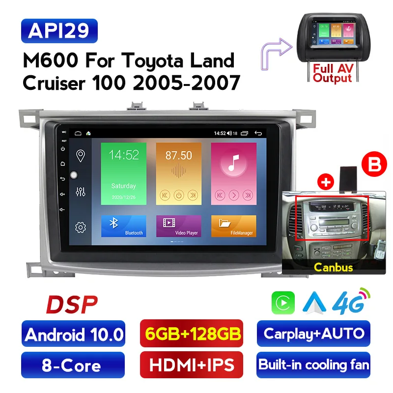 MEKEDE 4G LTE 2.5D IPS Split Screen 6+128G Android 10 Car DSP DVD Radio Player For Toyota Land cruiser 100 LC100 LC | Автомобили и