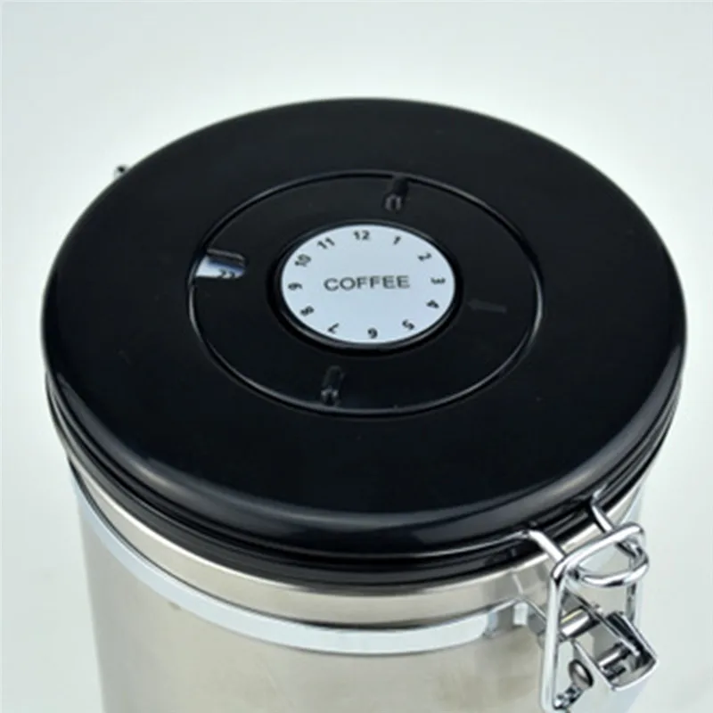 

Coffee Beans Sealed Tank With Exhaust Valve Coffee Powder Sugar Storage Tank Stainless Steel Airtight Kitchen Storage Tank