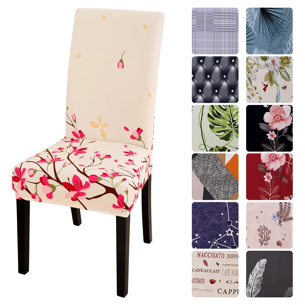 1 шт Стул Обложка спандекс Эластичный Печать крышки стула Современные Slipcovers
