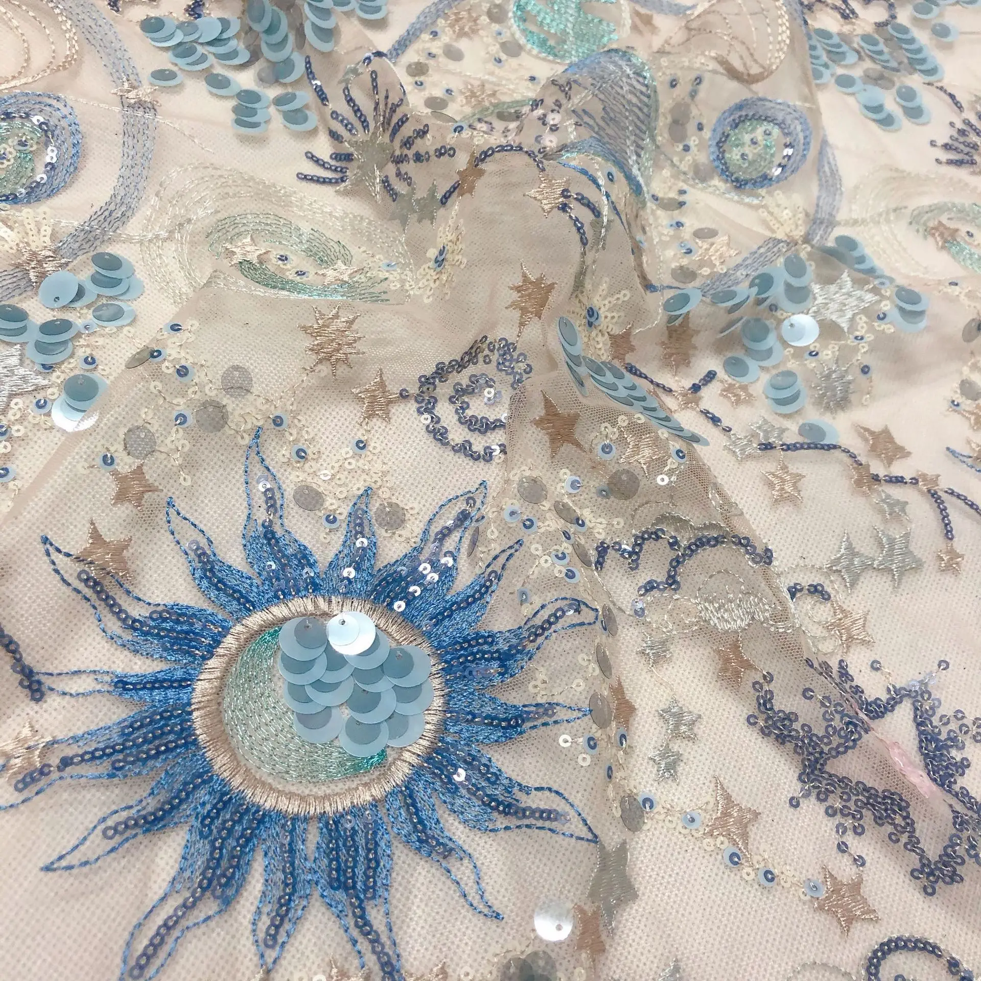 Кружевная ткань 130 см в ширину кружевная свадебная с блестками продажа на 1 ярд |