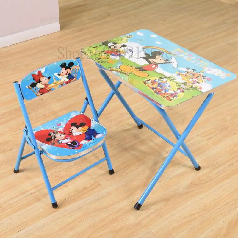 Cartoon Kindergarten Pupils Children Folding Study Desk And Chair Set Table To Drop |