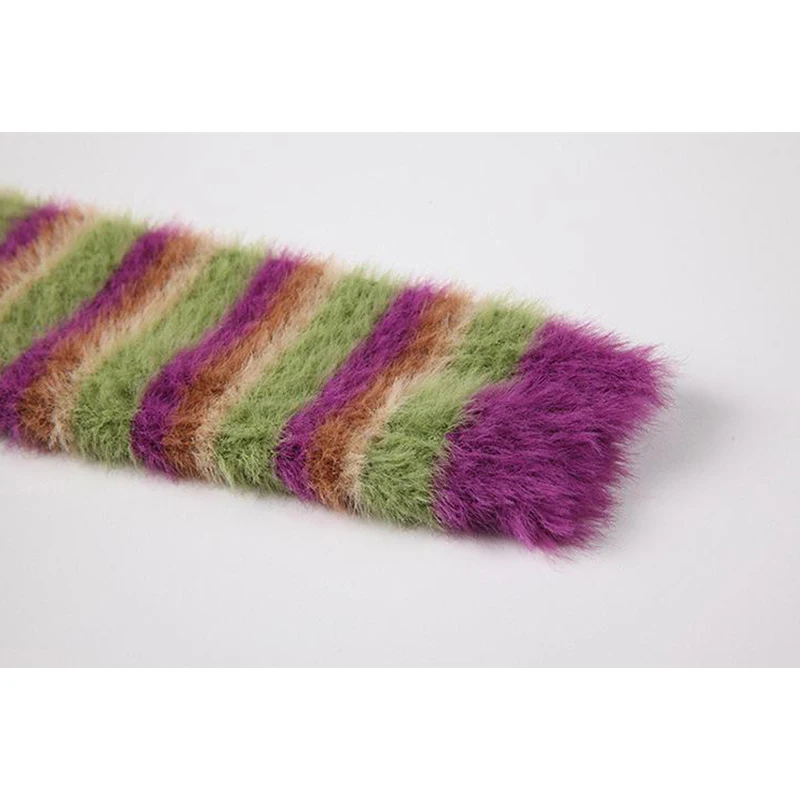 Укороченный мохеровый полосатый облегающий свитер сексуальный Кардиган с