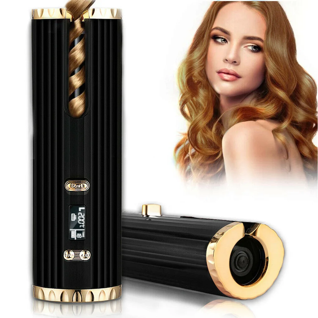 

USB Automatic Hair Curler Hair Wave Curling Cordless LCD Display USB Charging Wireless Curling Iron Auto 3 Color