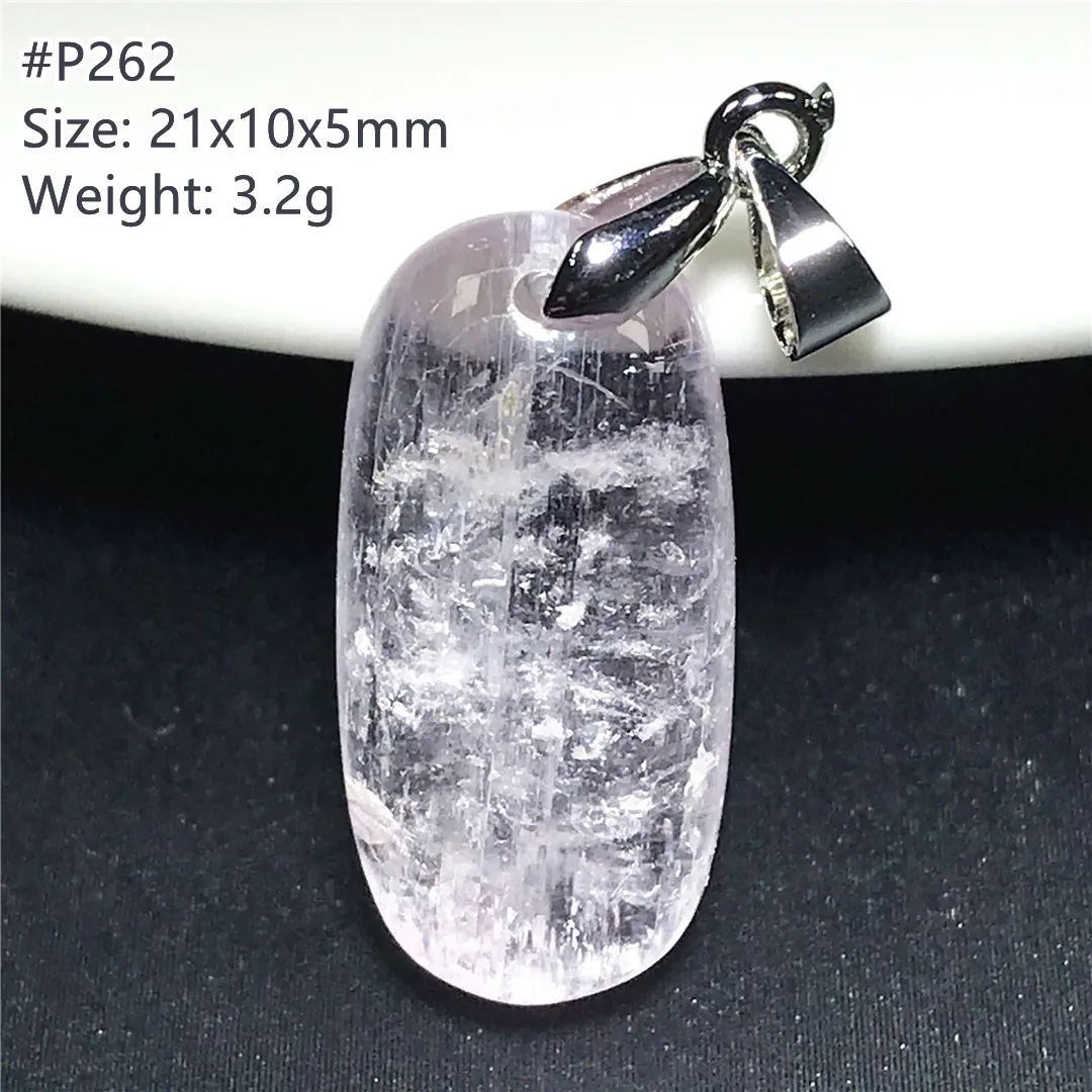 Кулон из натурального фиолетового камня кунцит для женщин мужчин кошачий глаз