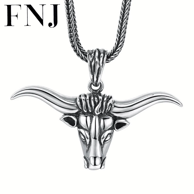 

FNJ bull head Pendant 925 Silver Original Pure S925 Silver Pendants for Jewelry Making Women Men Fine