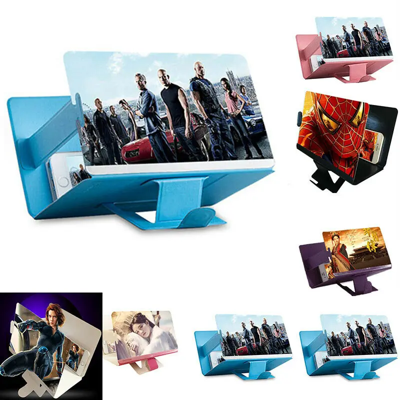 New 3D 8 Inch PU Leather Case Folding Mobile Phone Screen Amplifier Enlarged Magnifier Bracket Cell Holder | Электроника