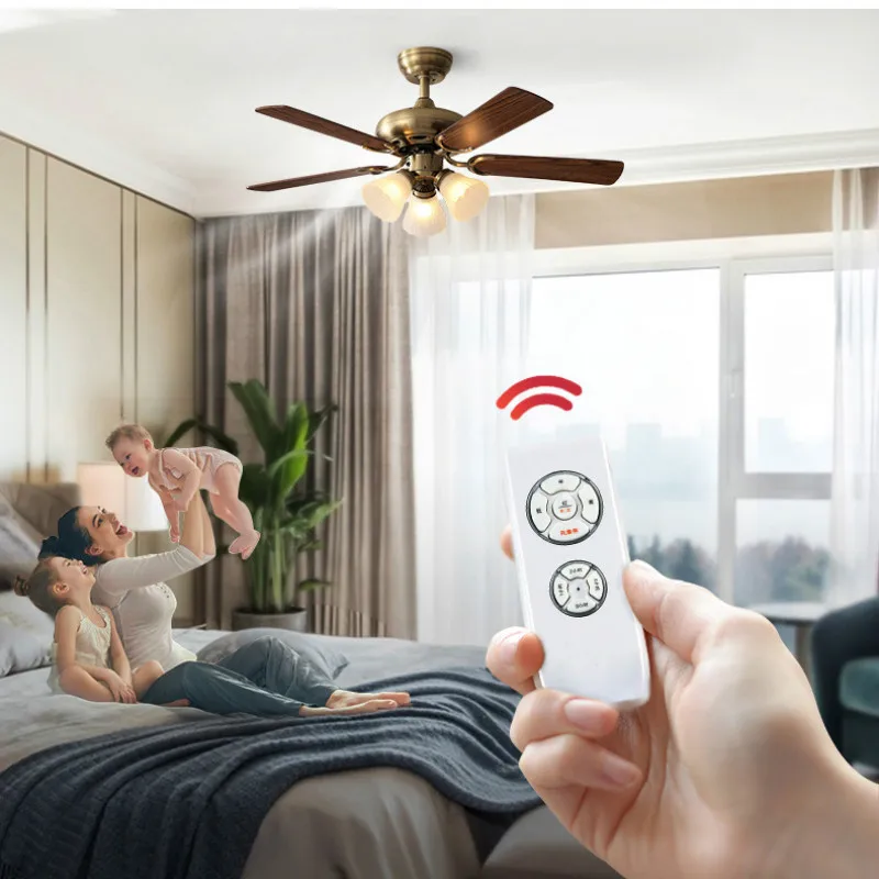 

Modern Simple Fan Lamp Household Hanging Fan Lamp Wooden Blade Iron Leaf Restaurant Living Room Electric Fan Chandelier