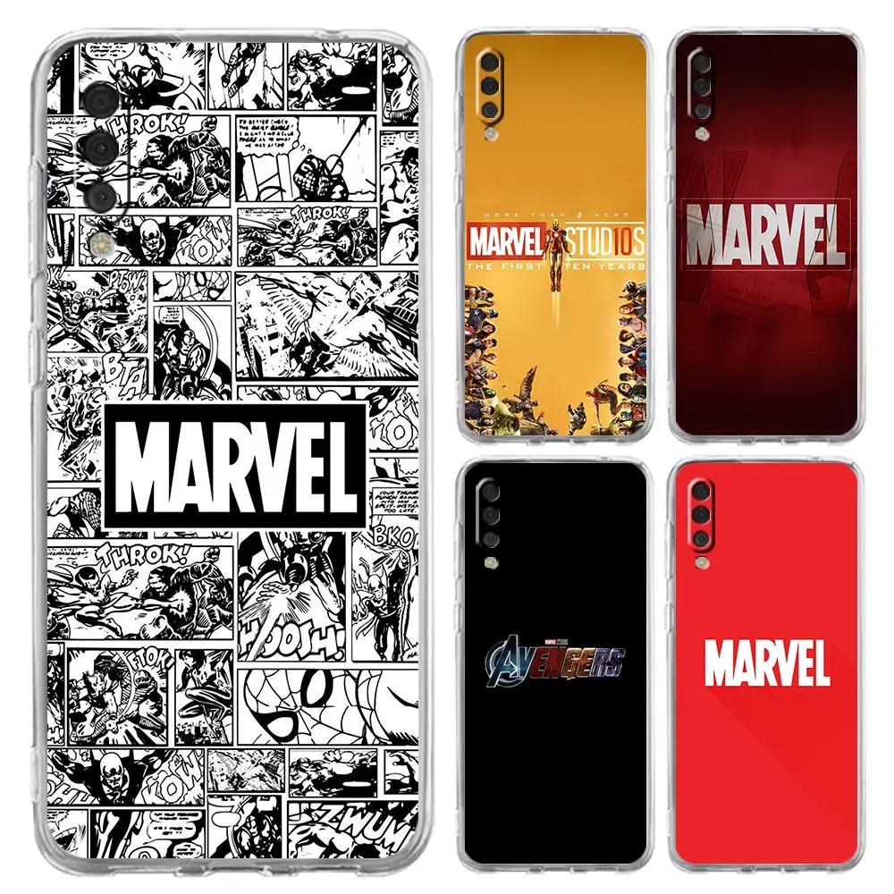 

Clear Cover For Samsung A50 A10 A70 A30 A20e A20s M31 M30s M51 M32 M11 A40 M12 Soft Silicone Phone Case Cartoon Marvel Logo Cas