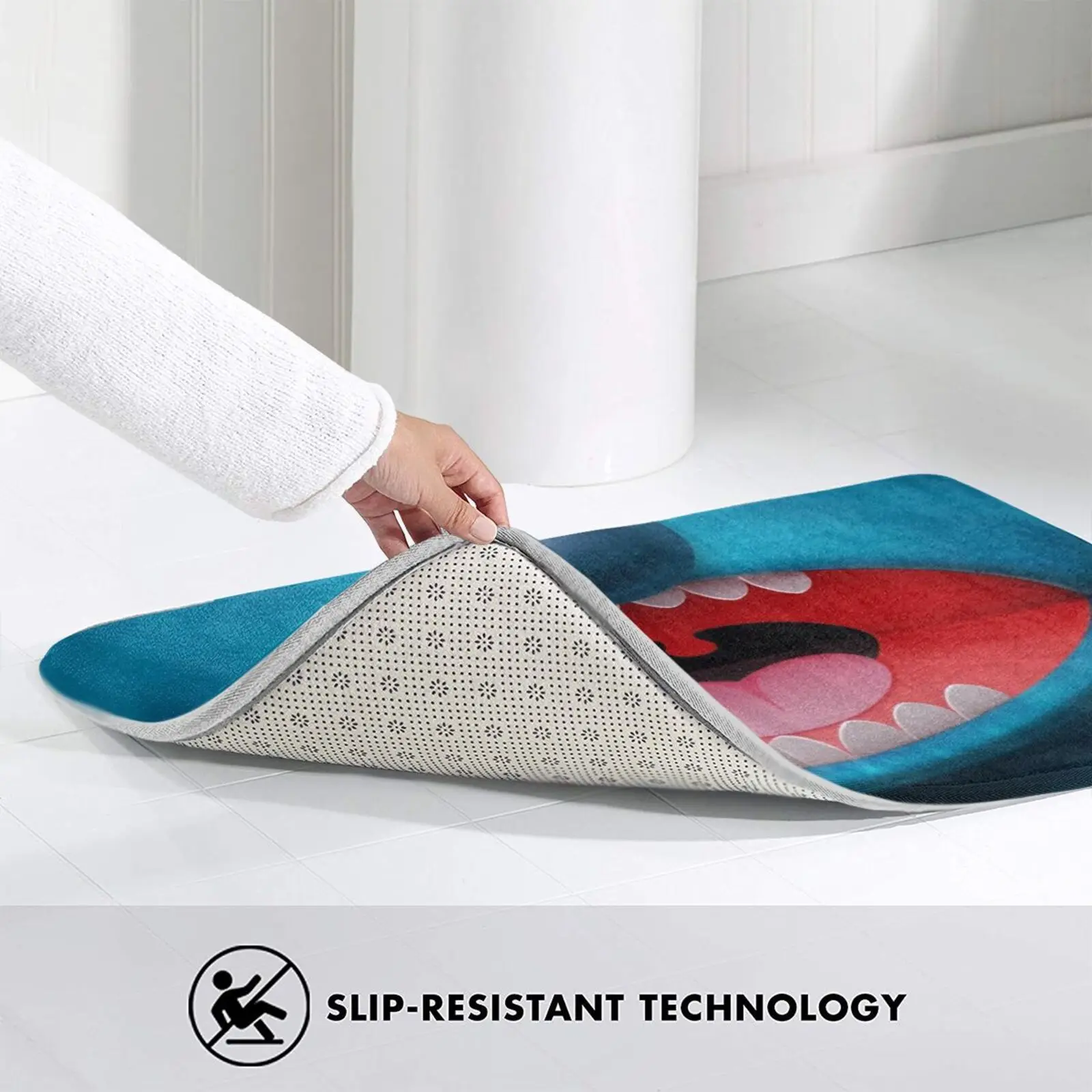 

Blue Monster Puppet Carpet Mat Rug Cushion Soft Funny Puppet Blue Big Nose Teeth Doll Dummy Mouth Tongue