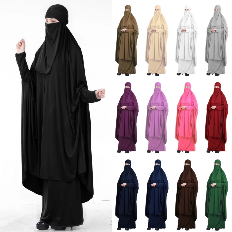 3 шт. мусульманский халат юбка вуаль Burka Niqab молитвенный набор мусульманская абайя