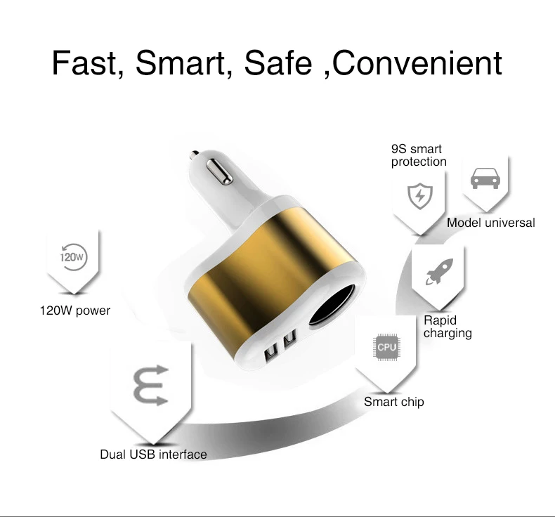 Устройство для автомобиля с двумя портами USB для зарядки для мобильного телефона, планшета, автомобильный-Зарядное устройство с двойным USB адаптер с указателем светильник сигареты светильник er разъем