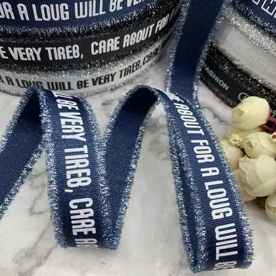 Новинка ковбойская кружевная лента 10 м/лот с белыми буквами синего и черного