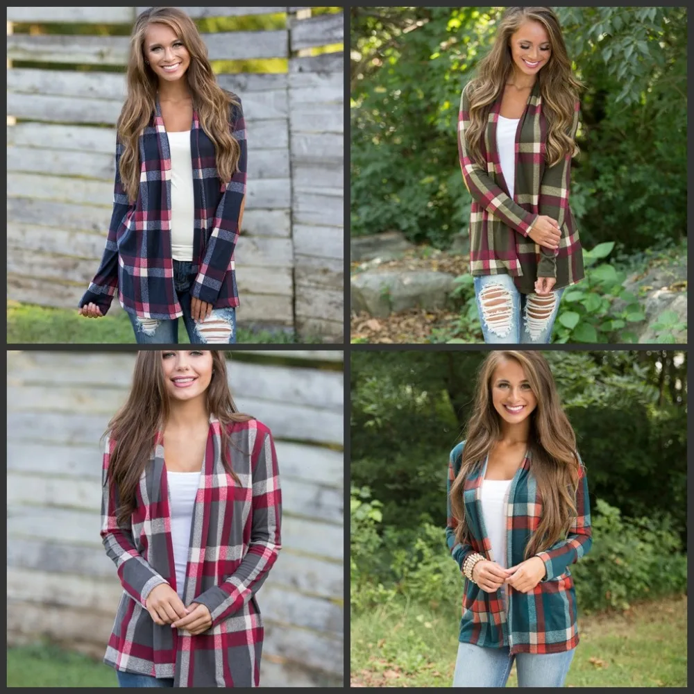 Женский свитер сезона осень зима 2018 вязаные клетчатые кардиганы с длинным