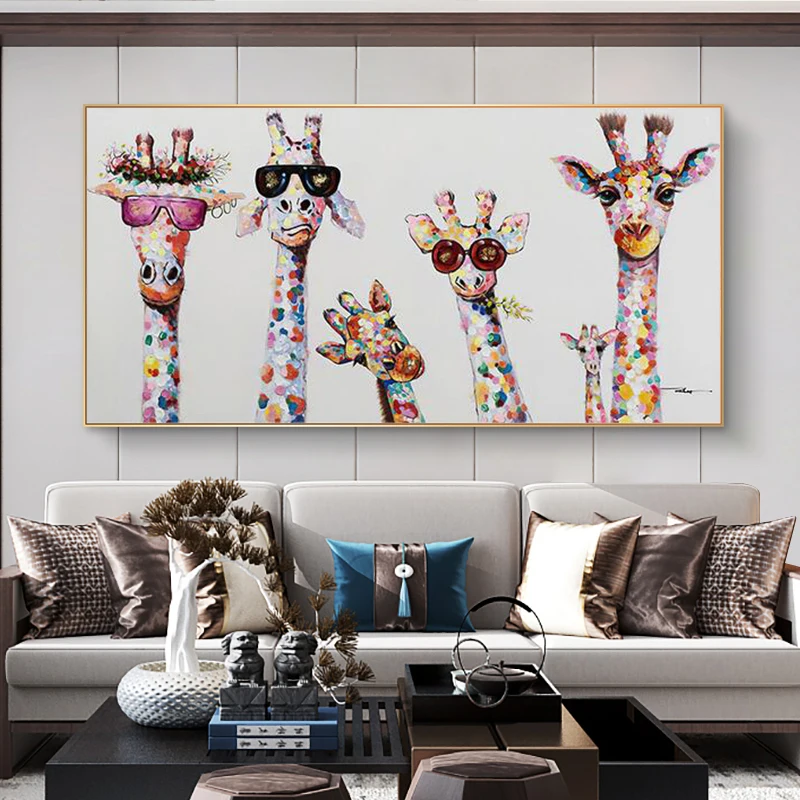 

Abstract Cute Cartoon Giraffes Wall Art Decor Canvas Painting Poster Print Canvas Art Pictures for Kids Bedroom Home Decor