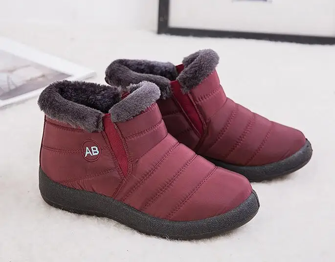 red low Женские зимние ботинки; теплые короткие плюшевые зимние ботильоны на меху; женская обувь на молнии размера плюс; Женская Удобная обувь; Прямая поставка; C336 - Цвет: red low