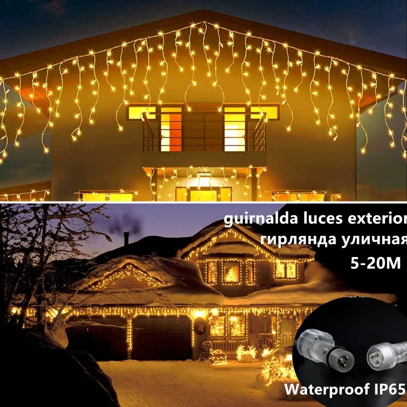 christmas lights outdoor icicle fairy string lights constantly brightness garland decors for roof house garden corridor eu fork free global shipping