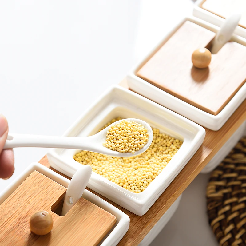 

Kitchen Ceramics Seasoning Bottles Jars Boxes Spice Sugar Can Rack Storage Organizer Home Organization Accessories Supplies
