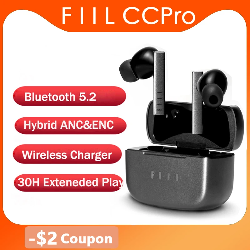 

New FIIL CC Pro TWS True Wireless Bluetooth 5.2 ANC+ENC Earphone Support Wireless Charge 4 Models Active Noise Cancel Up to 39dB