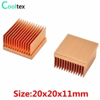 2pcs pure copper heatsink 20x20x11mm small heat sink radiator for raspberry pi electronic chip mos ic 3d printer cooling cooler