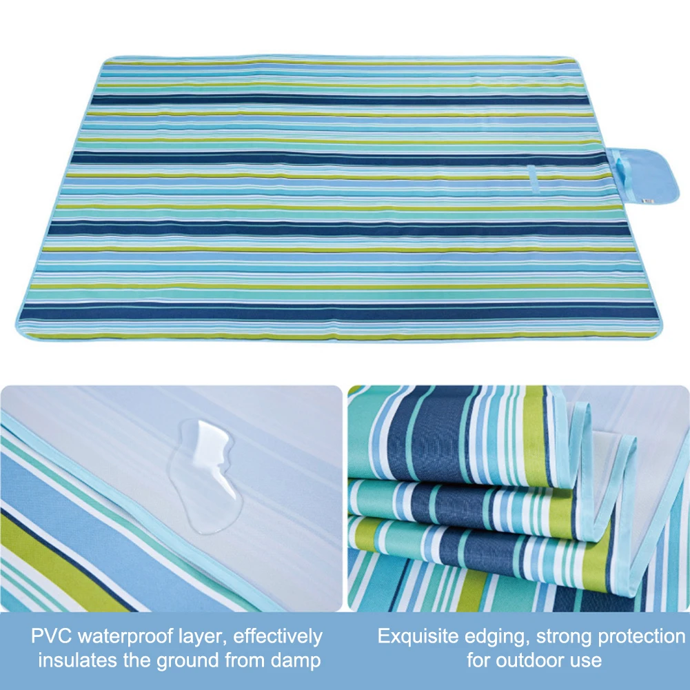 

Quick Drying Water Resistant Picnic Beach Blanket Oxford Family Mat Multifunctional Reinforced Edging Lightweight Sandproof