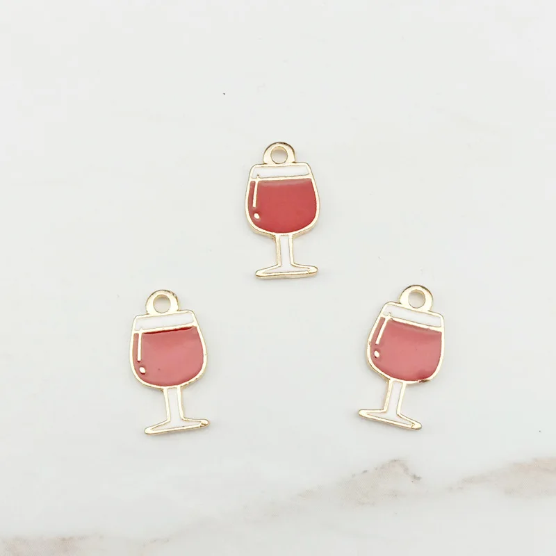 10 шт./упак. в форме бокала с красным вином напиток эмаль подвески металлические