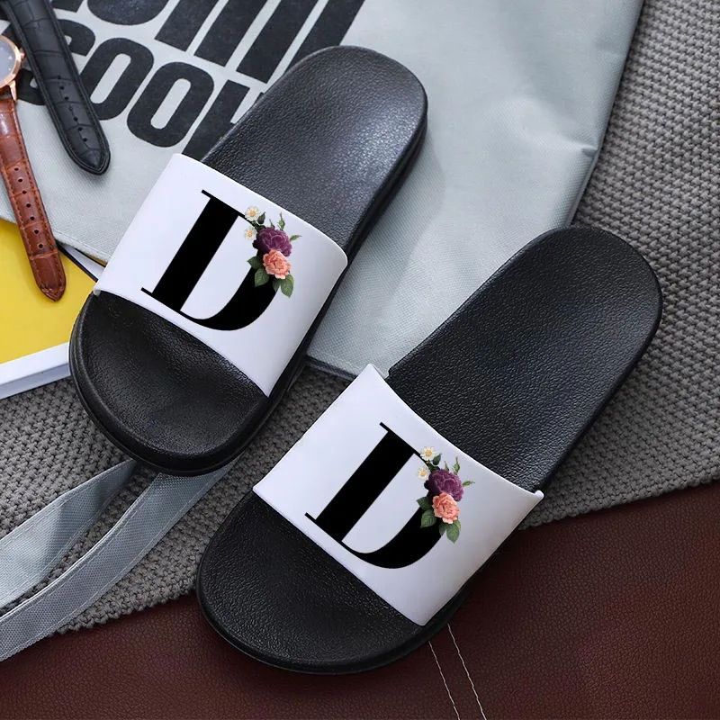 Letters Printed Women Slippers Cartoon Summer Sandals Non-Slip Flat Beach Shoes Girls Bathroom Flip Flop Indoor Slipper | Обувь