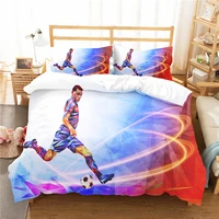 double bedding clothes 3d football player printed home textile with pillowcases bedroom coverlet bed linen for boy