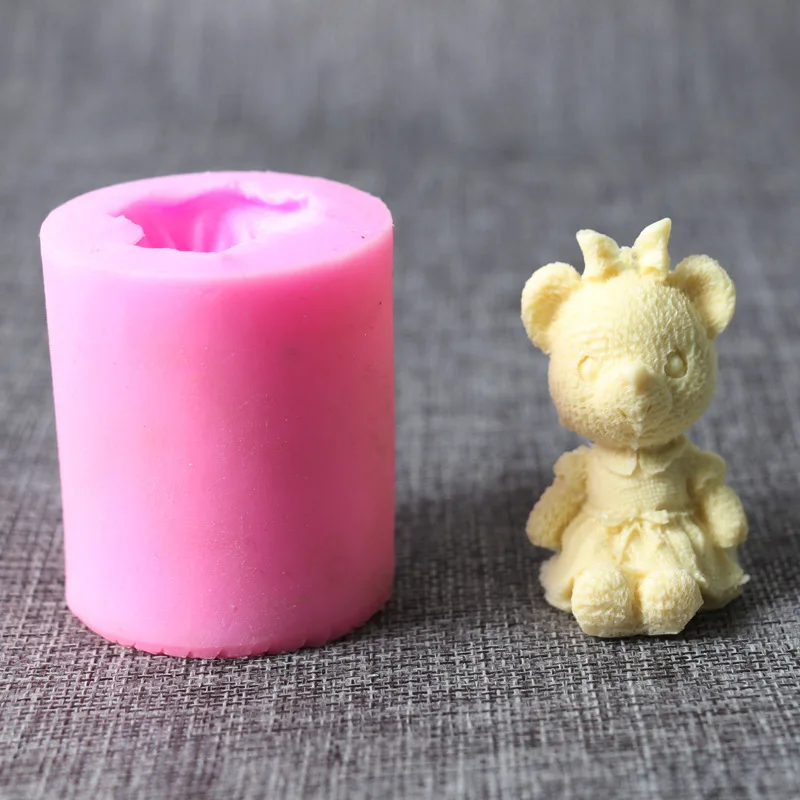 3D для девочки с рисунком Мишка силиконовая форма мыла свечи полимерные глиняные