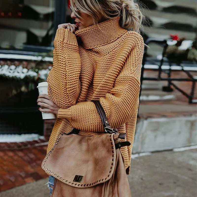

Knitted Warm Pullover Sweaters Women 2021 New Solid Color Long Sleeve Turtleneck Plus Size Sweater Jumper Fashion Pullovers