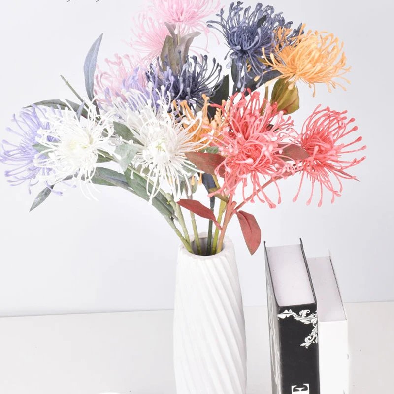 

3 Heads Artificial Flowers Short Branch Simulation Chrysanthemum Plastic Flowers Chrysanthemum Wedding Decor Photo Studio Decor