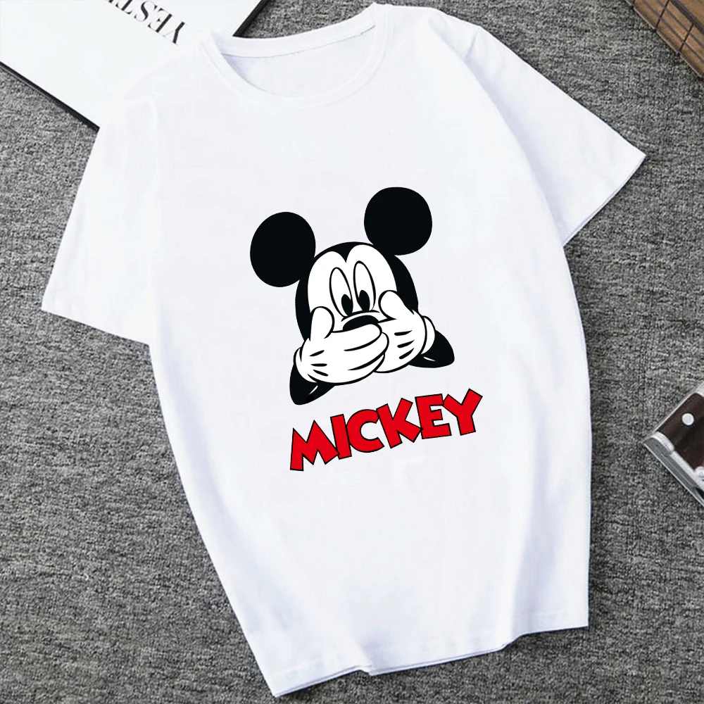 

New Disney Minnie T-shirts Woman Cartoons Kawaii Y2k Couples 2021 Summer Unisex Tops Oversize T Shirt Tee Shirt Femme Streetwear