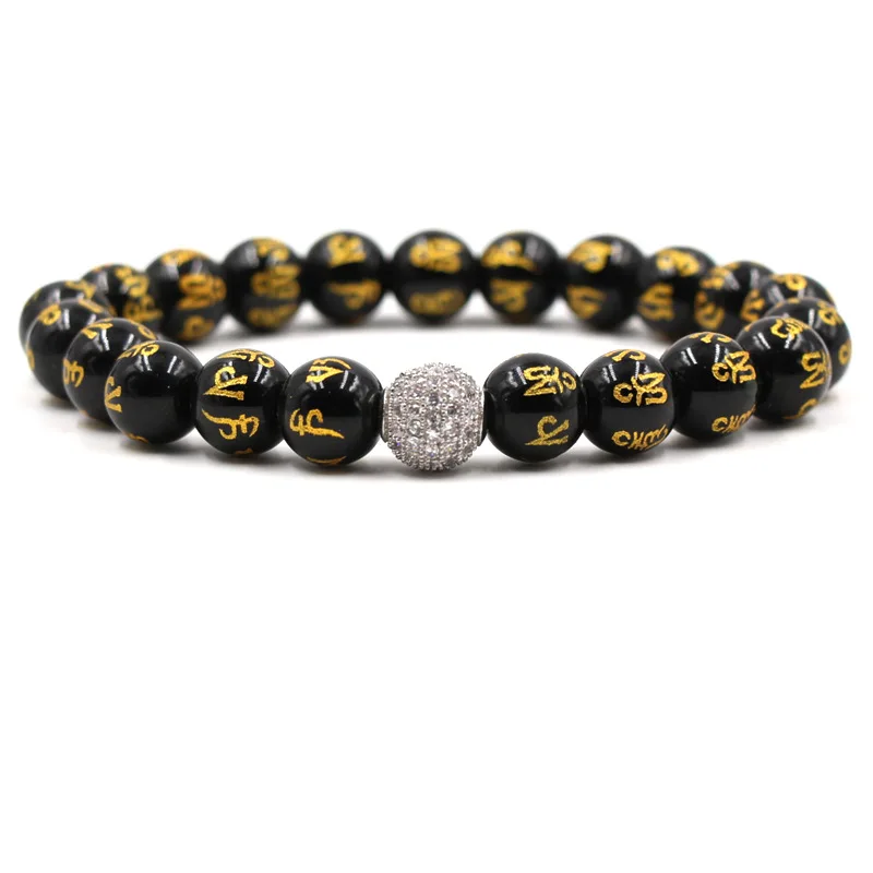 10 мм шесть слов настоящая речь Будда бусы браслет микро вставка циркон шар